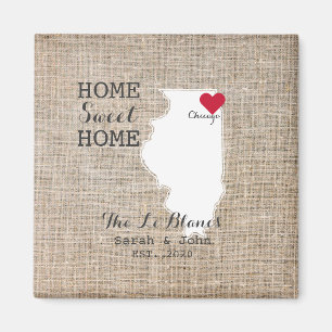 Aimant Home Sweet Home   Chicago Illinois Rustic