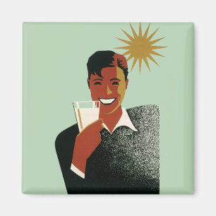 Aimant Homme Art Déco Vintage, Boissons Fraîches en Été