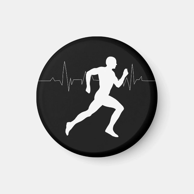 Aimant Homme Coureurs Silhouette HeartBeat Line (Devant)