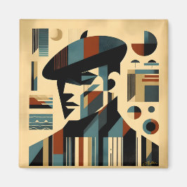 Aimant Homme D'Art Moderne Du Milieu Du Siècle Portant Un
