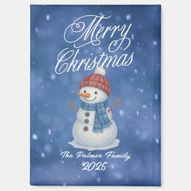 Aimant Homme de neige Whimsical Joyeux Noël (Recto)