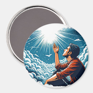 Aimant Homme regardant vers le ciel PARLER À gOD