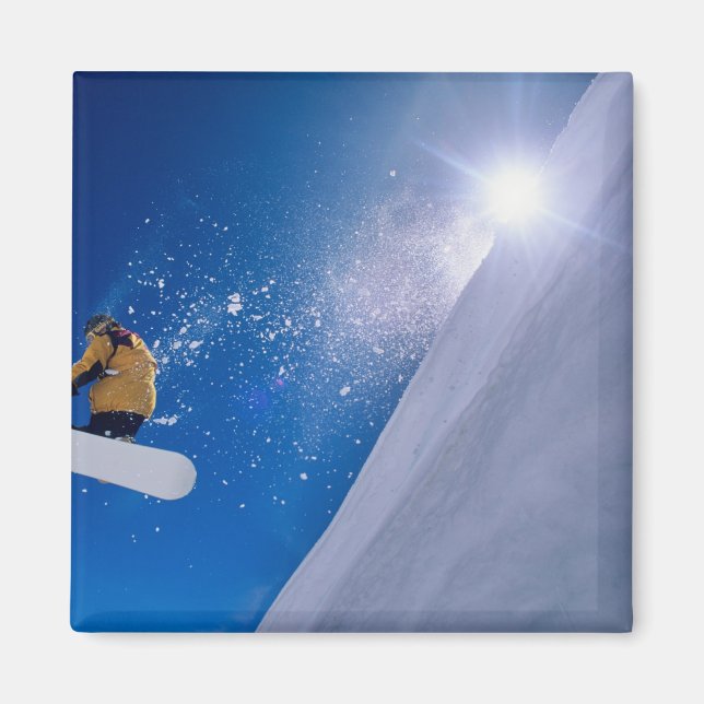 Aimant Homme volant dans les airs sur un snowboard avec (Devant)
