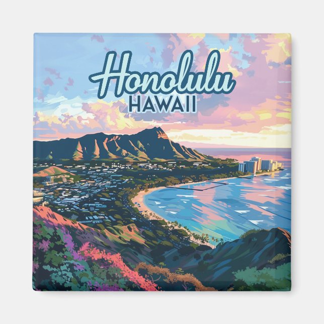 Aimant Honolulu Hawaii Oahu Waikiki Beach Diamondhead (Devant)