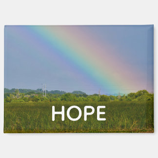 Aimant HOPE avec image d'un arc-en-ciel au-dessus 