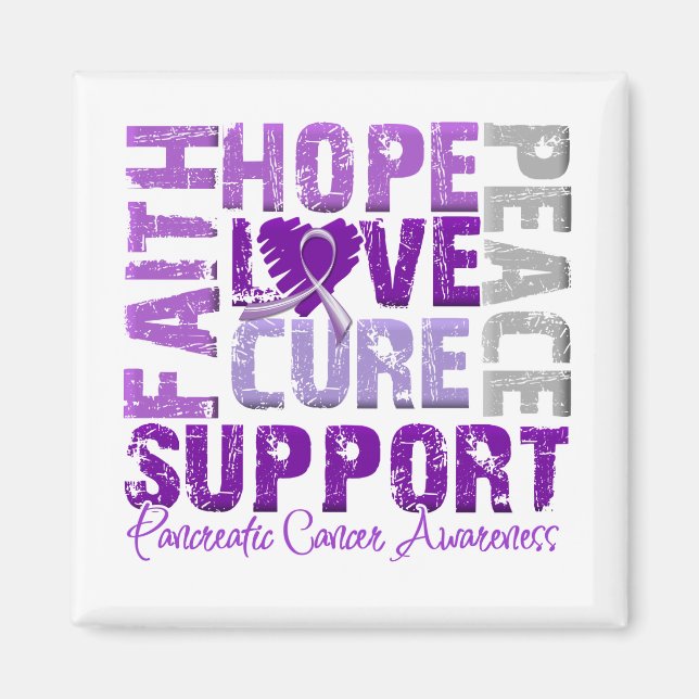 Aimant Hope Love Cure Cancer Pancréatique Sensibilisation (Devant)