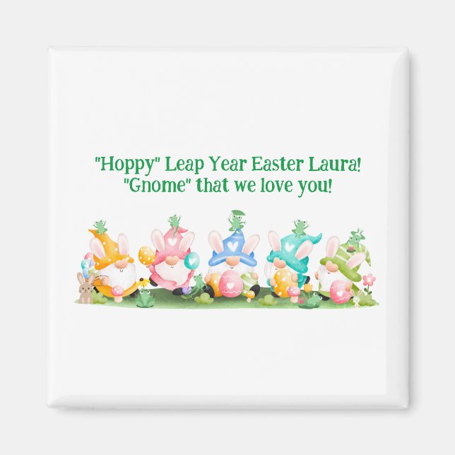 Aimant "Hoppy" Leap Année Gnomes de Pâques Bunnies Grenou (Devant)