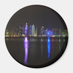 Aimant Horizon de Doha, Qatar à l'aimant rond de nuit