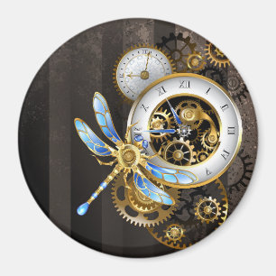 Aimant Horloge à vapeur avec libellule mécanique