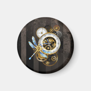 Aimant Horloge à vapeur avec libellule mécanique