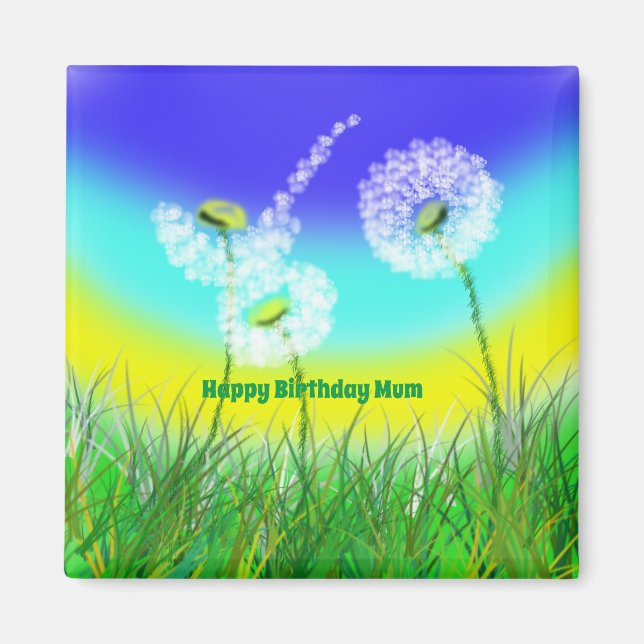 Aimant Horloge de Dandelion, Anniversaire des mamans, Aim (Devant)