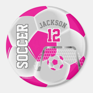 Aimant Hot rose et blanc personnalisez le ballon de footb