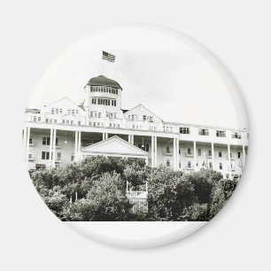 Aimant Hôtel grand, île de Mackinac, noire et blanche