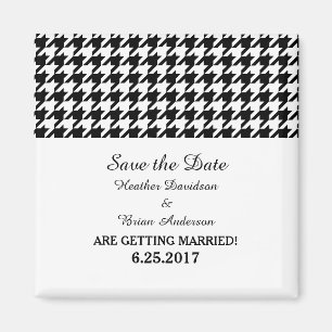 Aimant Houndstooth Enregistrer l'aimant de date, noir