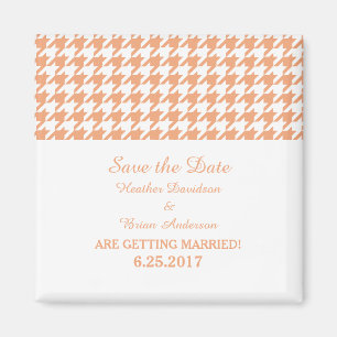 Aimant Houndstooth Enregistrer l'aimant de date, orange