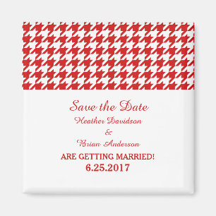 Aimant Houndstooth Enregistrer l'aimant de date, rouge