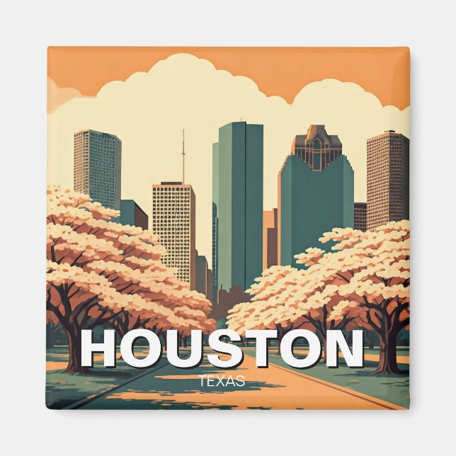 Aimant Houston Texas vintage (Devant)