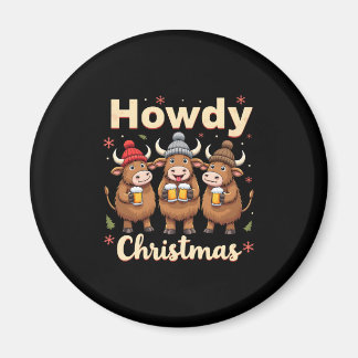 Aimant Howdy Christmas Funny Highland Cow Xmas Cows Lover