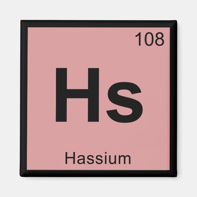 Aimant Hs - Symbole de tableau périodique de la chimie du (Devant)