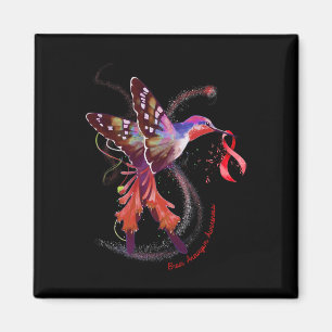 Aimant Hummingbird Hold Burgundy Ribbon Cerveau Aneurysme