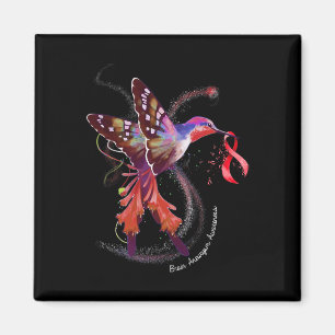 Aimant Hummingbird Holding Burgundy Ribbon Cerveau Aneury