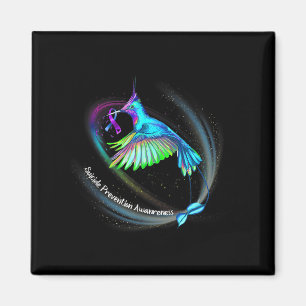 Aimant Hummingbird Purple Blue Ribbon Prévention du suici
