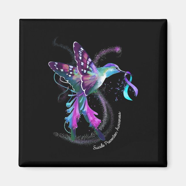 Aimant Hummingbird Purple Ribbon Prévention du suicide (Devant)