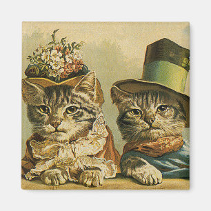 Aimant Humour vintage, chats victoriens de marié de jeun