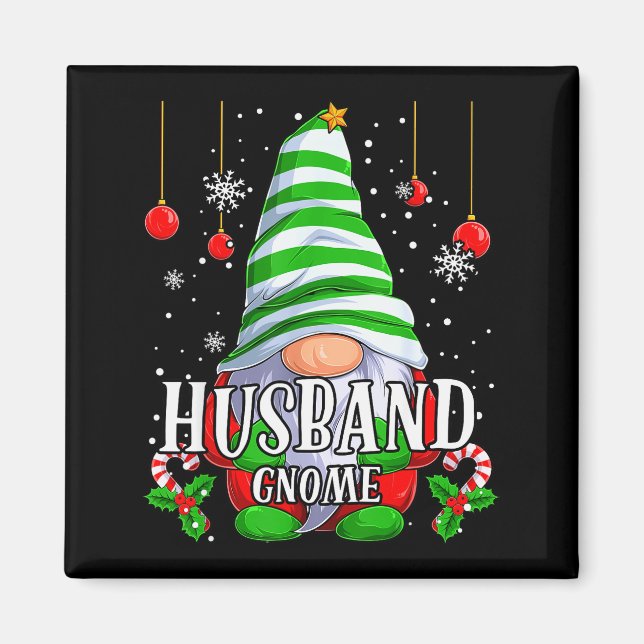 Aimant Husband Gnome Christmas Pajamas Matching Family Gr (Devant)