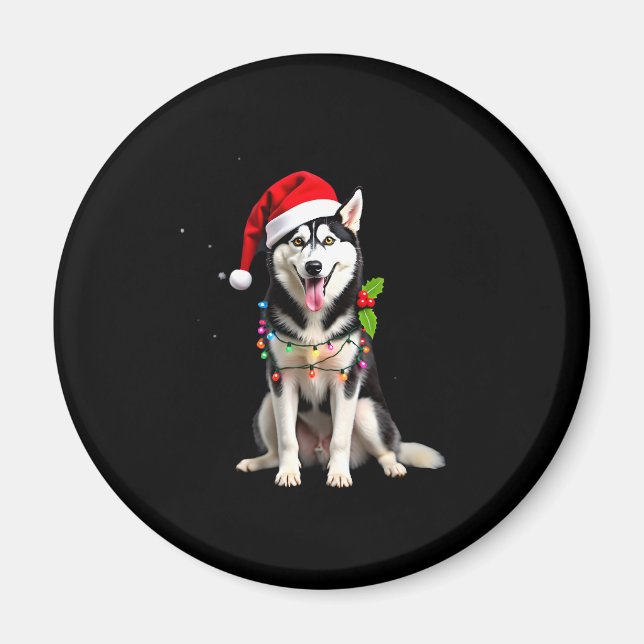 Aimant Husky Dog Santa Hat Christmas Tree Xmas Gifts For  (Devant)