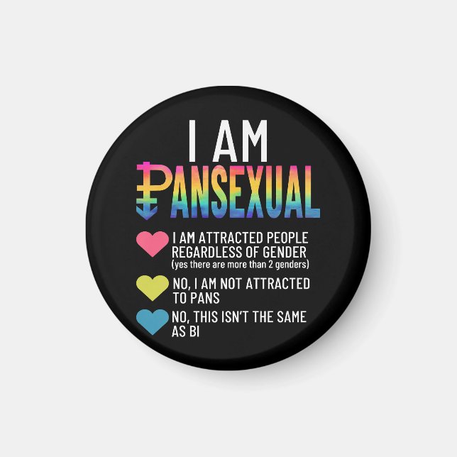 Aimant I Am Pansexual - LGBTQIA Pride Coeurs Arc En Ciel  (Devant)