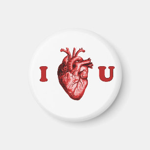Aimant I coeur vous coeur anatomique - blanc et rouge