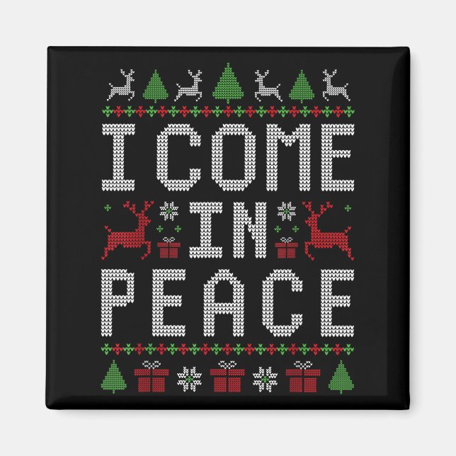 Aimant I Come In Peace Couple Matching Ugly Christmas Swe (Devant)