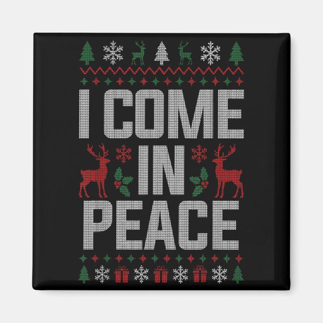 Aimant I Come In Peace Couple Matching Ugly Christmas Swe (Devant)