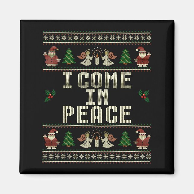 Aimant I Come In Peace Couple Matching Ugly Christmas Swe (Devant)