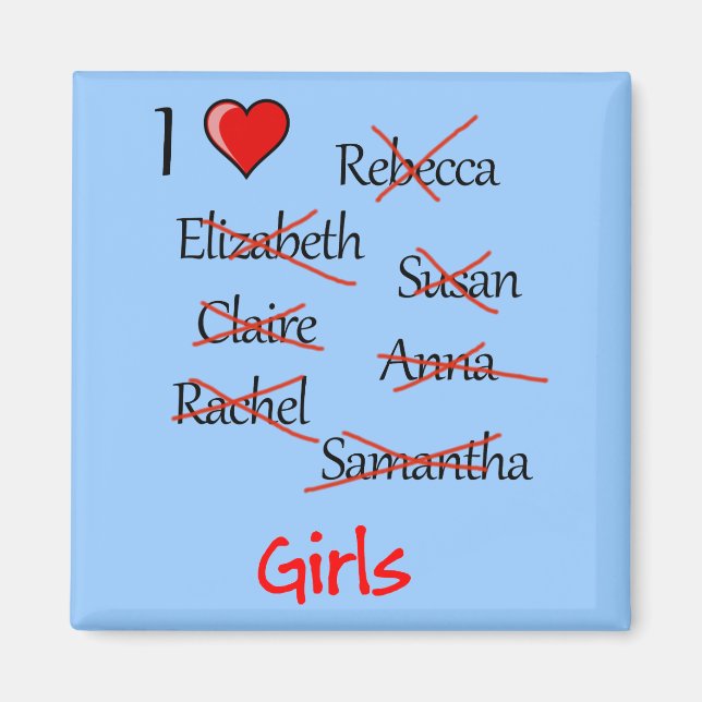 Aimant 'I ♥ Girls' (Devant)