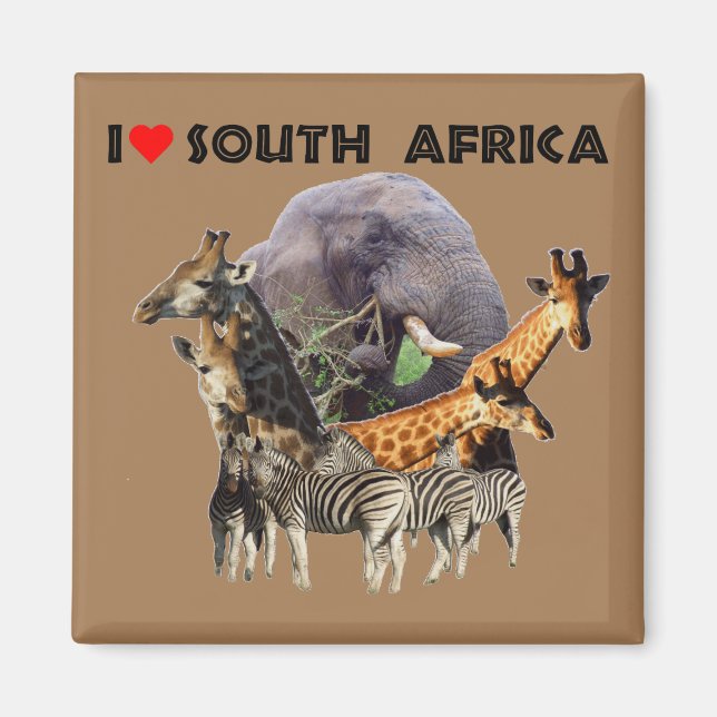Aimant I Heart South Africa Wildlife Collage (Devant)