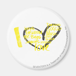 Aimant I jaune de graffiti de coeur