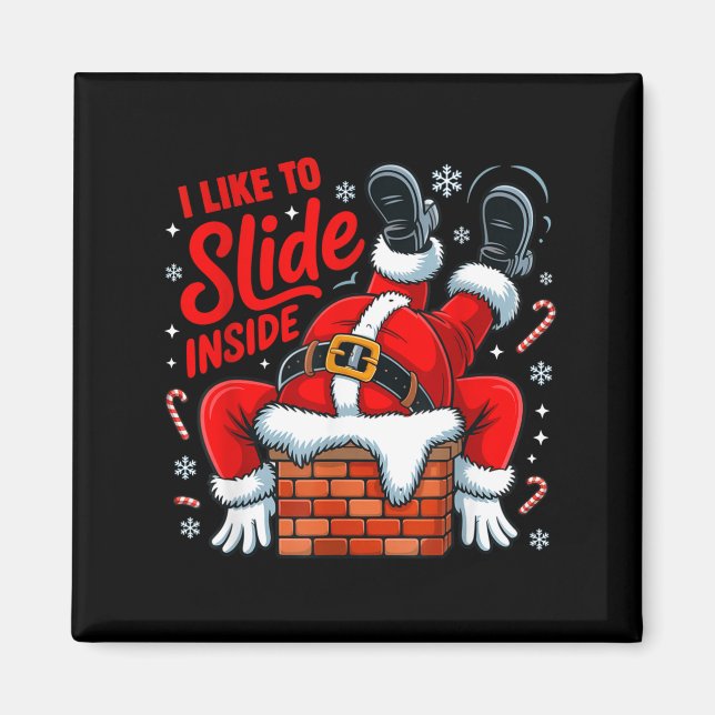 Aimant I Like To Slide Inside Funny Santa Couple Matching (Devant)