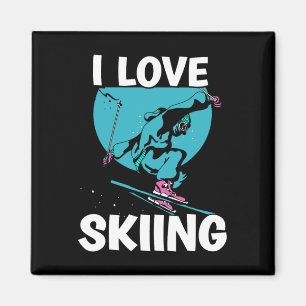 Aimant I Loin Ski Skieurs Ski Ski Ski Sports d'hiver
