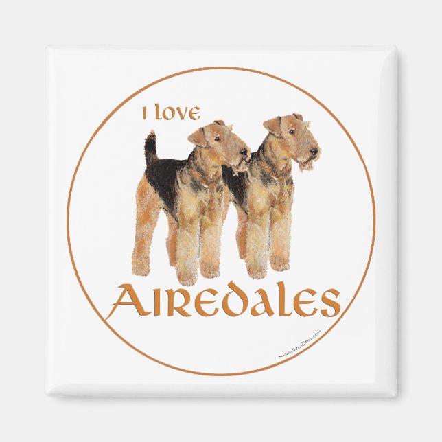 Aimant I Love Airedales (Devant)