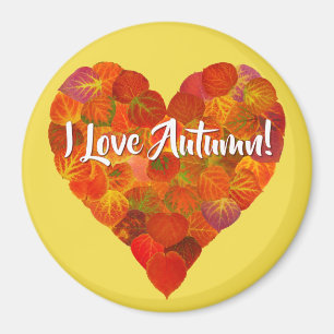 Aimant I Love Automne!—Rouge Aspen Leaf Heart 1