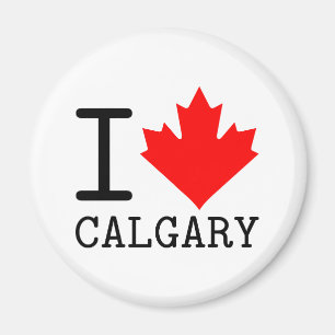 Aimant I Love Calgary, Alberta Canada Maple Leaf