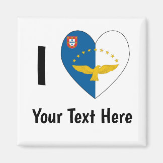 Aimant I Love (Coeur du drapeau azoréen) Personnalisé