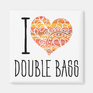 Aimant I Love Double Basse Orange Mandala Heart