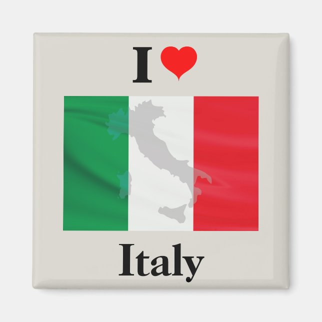 Aimant I Love Italie - Carte du drapeau (Devant)