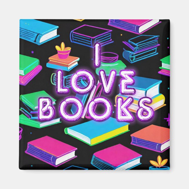 Aimant I Love Livres Colorful 2 (Devant)