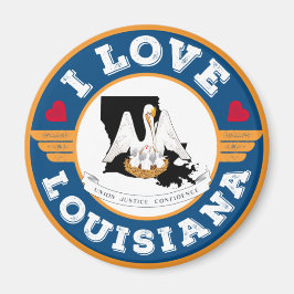 Aimant I Love Louisiana State Flag and Map
