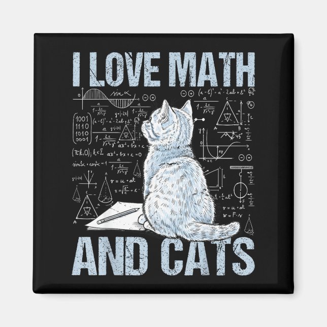 Aimant I Love Math And Cats Science Teacher Student Funny (Devant)