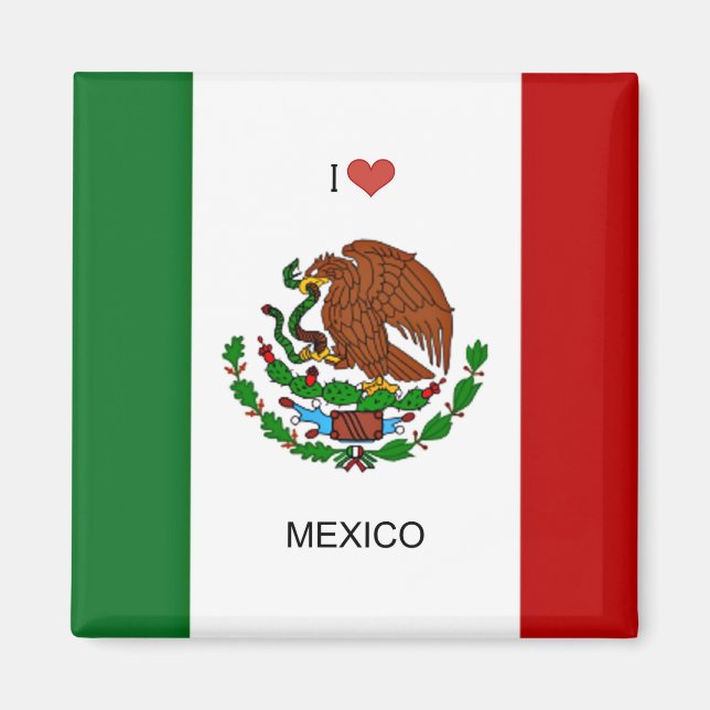 Aimant I Love Mexico, Drapeau du Mexique (Devant)